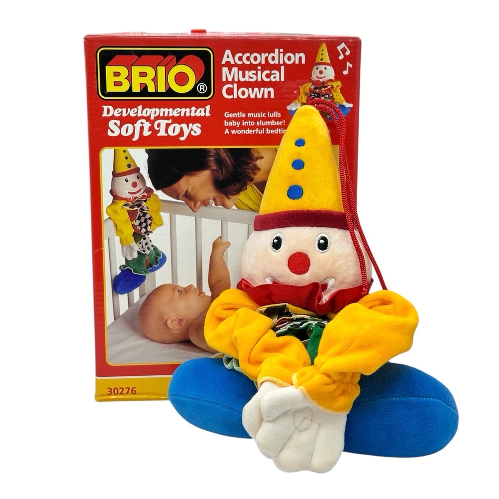 VTG Brio Developmental Soft Toys Accordion Musical Clown w/Pull Handle Lullaby